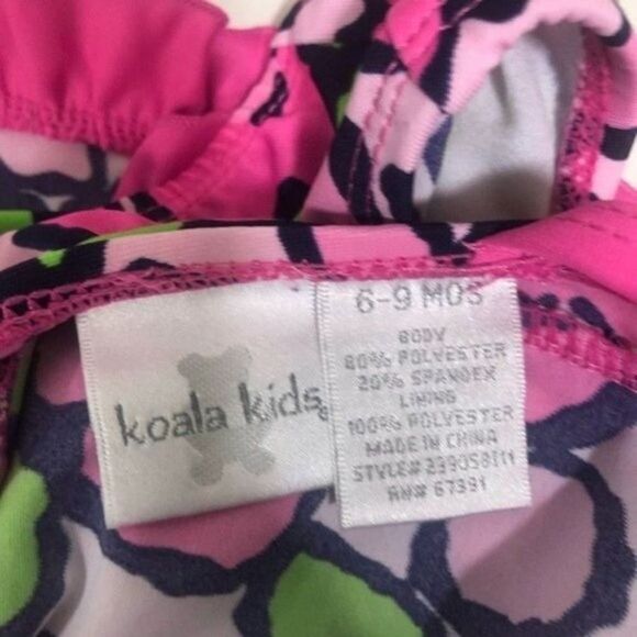 Koala Kids Baby Girl Pink Green Floral Ruffle Swimsuit Swimwear‎ One Piece - Picture 5 of 5